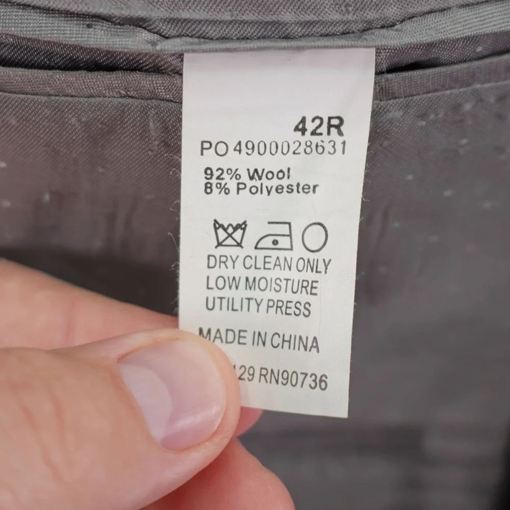 Calvin Klein Textured Wool Blend Blazer 42R Black Gray Birdseye‎
